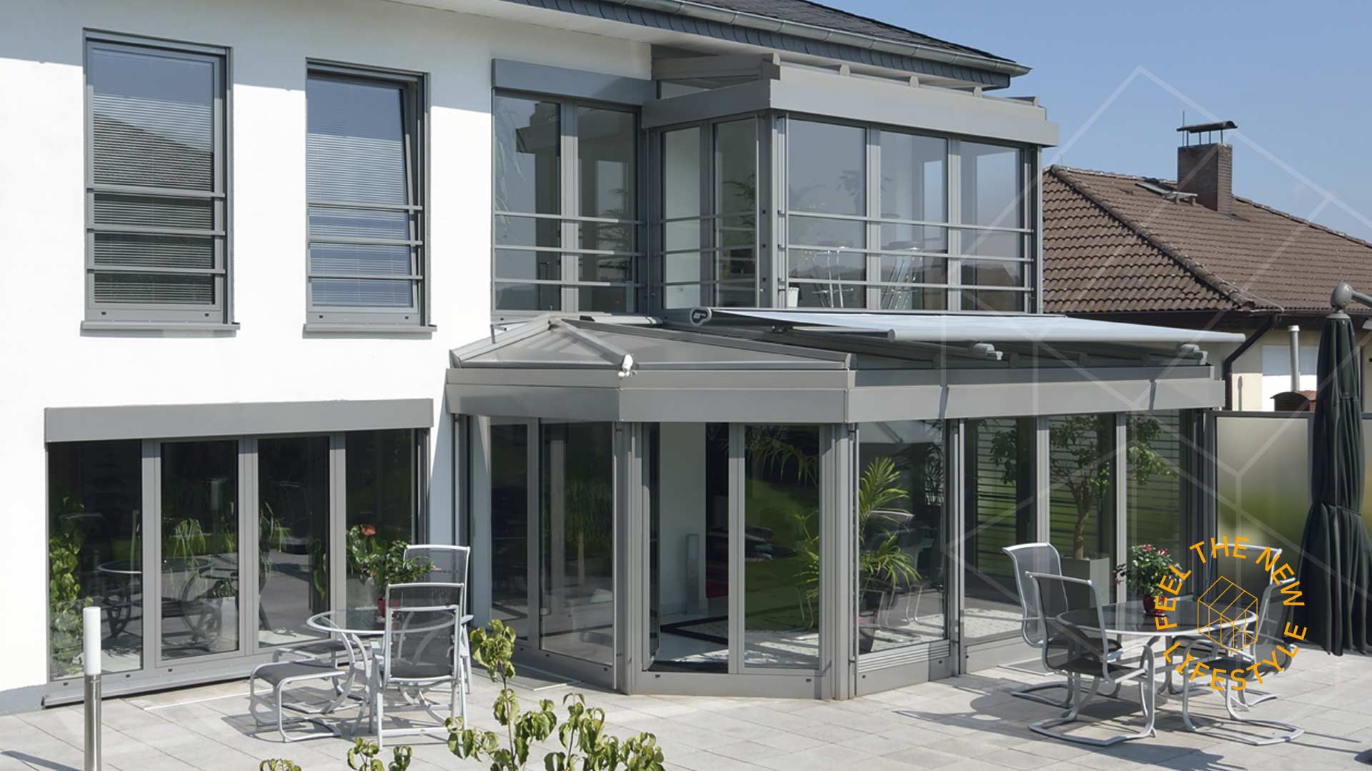 Wintergarten aus Aluminium von außen